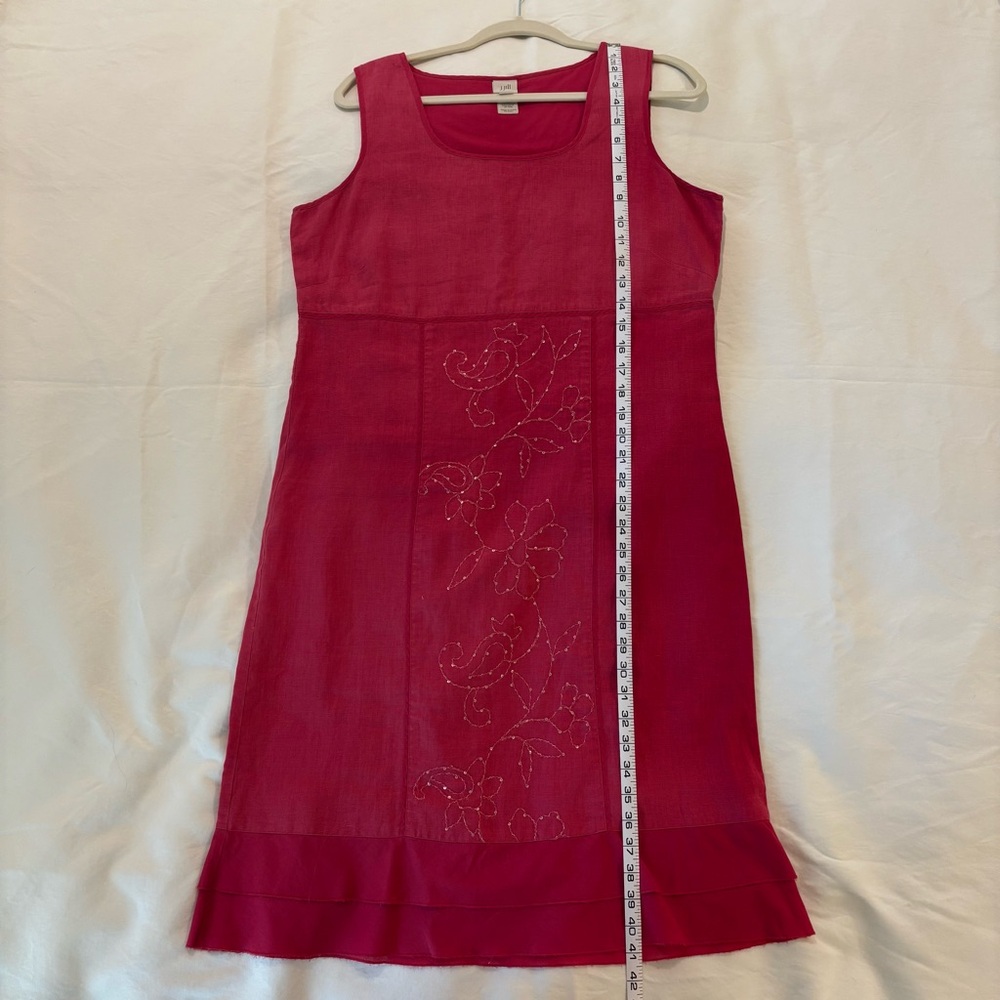 Vintage J. Jill Women’s Midi Embroidered Fuschia Dress Size 12T